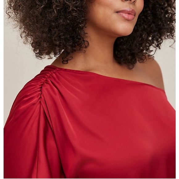Torrid Red Satin Off-Shoulder Top - Picture 2 of 6
